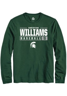 Christian Williams Rally Mens Green Michigan State Spartans NIL Stacked Box Tee