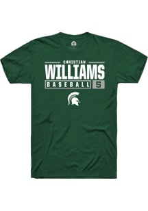 Christian Williams Green Michigan State Spartans NIL Stacked Box Short Sleeve T Shirt