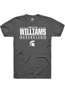 Christian Williams Dark Grey Michigan State Spartans NIL Stacked Box Short Sleeve T Shirt