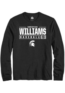 Christian Williams Rally Mens Black Michigan State Spartans NIL Stacked Box Tee
