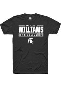 Christian Williams Black Michigan State Spartans NIL Stacked Box Short Sleeve T Shirt