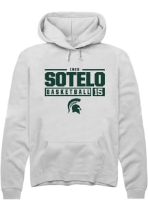 Ines Sotelo Rally Mens White Michigan State Spartans NIL Stacked Box Hooded Sweatshirt