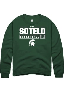 Ines Sotelo Rally Mens Green Michigan State Spartans NIL Stacked Box Crew Sweatshirt