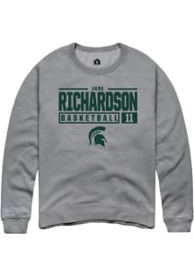 Jase Richardson Rally Mens Graphite Michigan State Spartans NIL Stacked Box Crew Sweatshirt