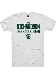 Jase Richardson White Michigan State Spartans NIL Stacked Box Short Sleeve T Shirt