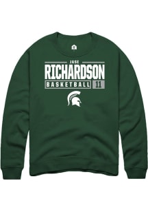 Jase Richardson Rally Mens Green Michigan State Spartans NIL Stacked Box Crew Sweatshirt