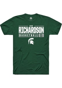 Jase Richardson Green Michigan State Spartans NIL Stacked Box Short Sleeve T Shirt