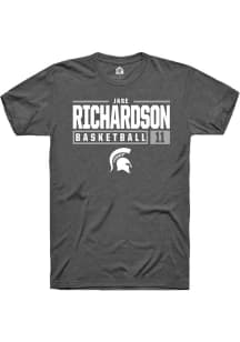 Jase Richardson Grey Michigan State Spartans NIL Stacked Box Short Sleeve T Shirt