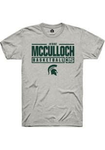 Jesse McCulloch Ash Michigan State Spartans NIL Stacked Box Short Sleeve T Shirt