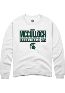 Jesse McCulloch Rally Mens White Michigan State Spartans NIL Stacked Box Crew Sweatshirt