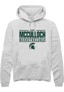 Jesse McCulloch Rally Mens White Michigan State Spartans NIL Stacked Box Hooded Sweatshirt