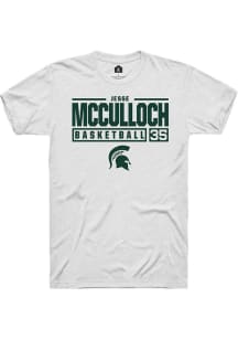 Jesse McCulloch White Michigan State Spartans NIL Stacked Box Short Sleeve T Shirt