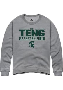 Kur Teng Rally Mens Graphite Michigan State Spartans NIL Stacked Box Crew Sweatshirt