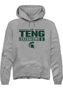 Kur Teng Rally Mens Graphite Michigan State Spartans NIL Stacked Box Hooded Sweatshirt