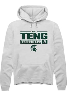 Kur Teng Rally Mens White Michigan State Spartans NIL Stacked Box Hooded Sweatshirt