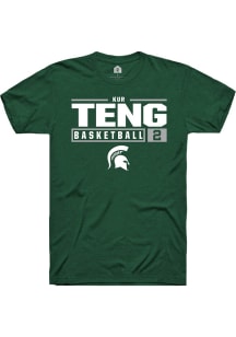 Kur Teng Green Michigan State Spartans NIL Stacked Box Short Sleeve T Shirt