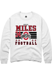 Bukari Miles Rally Mens White Ohio State Buckeyes NIL Striped Crew Sweatshirt