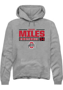 Bukari Miles Rally Mens Graphite Ohio State Buckeyes NIL Stacked Box Hooded Sweatshirt