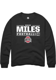 Bukari Miles Rally Mens Black Ohio State Buckeyes NIL Stacked Box Crew Sweatshirt
