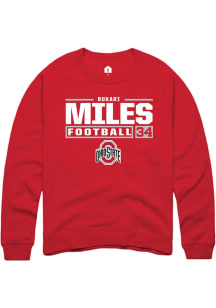Bukari Miles Rally Mens Red Ohio State Buckeyes NIL Stacked Box Crew Sweatshirt
