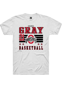 Chance Gray White Ohio State Buckeyes NIL Striped Short Sleeve T Shirt
