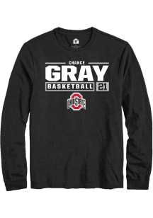 Chance Gray Rally Mens Black Ohio State Buckeyes NIL Stacked Box Tee