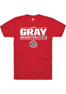 Chance Gray Red Ohio State Buckeyes NIL Stacked Box Short Sleeve T Shirt