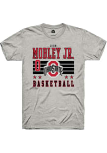 John Mobley Jr. Ash Ohio State Buckeyes NIL Striped Short Sleeve T Shirt