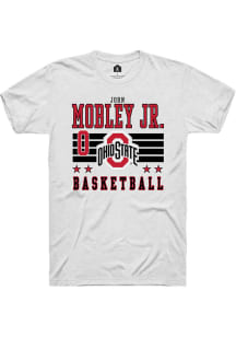 John Mobley Jr. White Ohio State Buckeyes NIL Striped Short Sleeve T Shirt