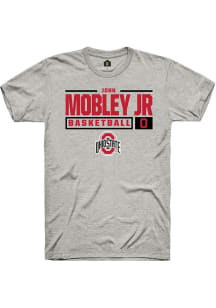 John Mobley Jr. Ash Ohio State Buckeyes NIL Stacked Box Short Sleeve T Shirt