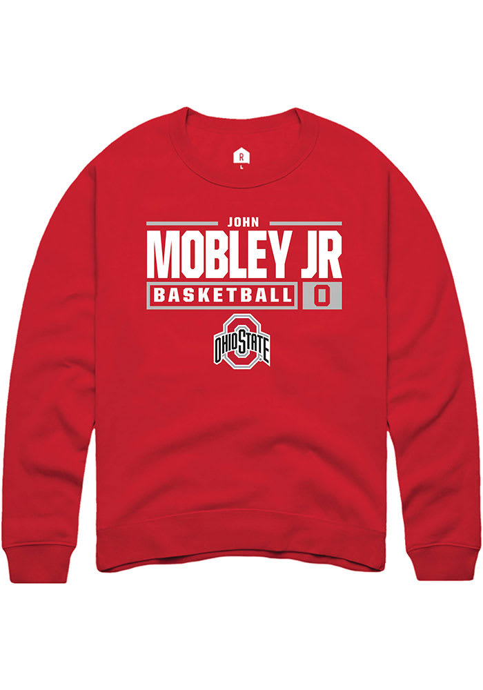 John Mobley Jr. Rally Ohio State Buckeyes Mens NIL Stacked Box Long Sleeve Crew Sweatshirt