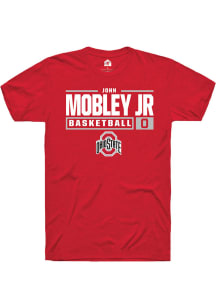 John Mobley Jr. Red Ohio State Buckeyes NIL Stacked Box Short Sleeve T Shirt