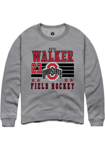 Maya Walker Rally Mens Grey Ohio State Buckeyes NIL Striped Crew Sweatshirt