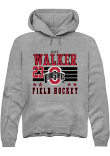 Maya Walker Rally Mens Grey Ohio State Buckeyes NIL Striped Hooded Sweatshirt