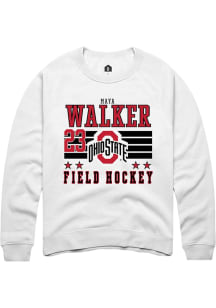 Maya Walker Rally Mens White Ohio State Buckeyes NIL Striped Crew Sweatshirt