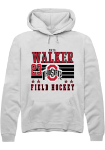 Maya Walker Rally Mens White Ohio State Buckeyes NIL Striped Hooded Sweatshirt