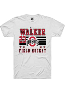 Maya Walker White Ohio State Buckeyes NIL Striped Short Sleeve T Shirt