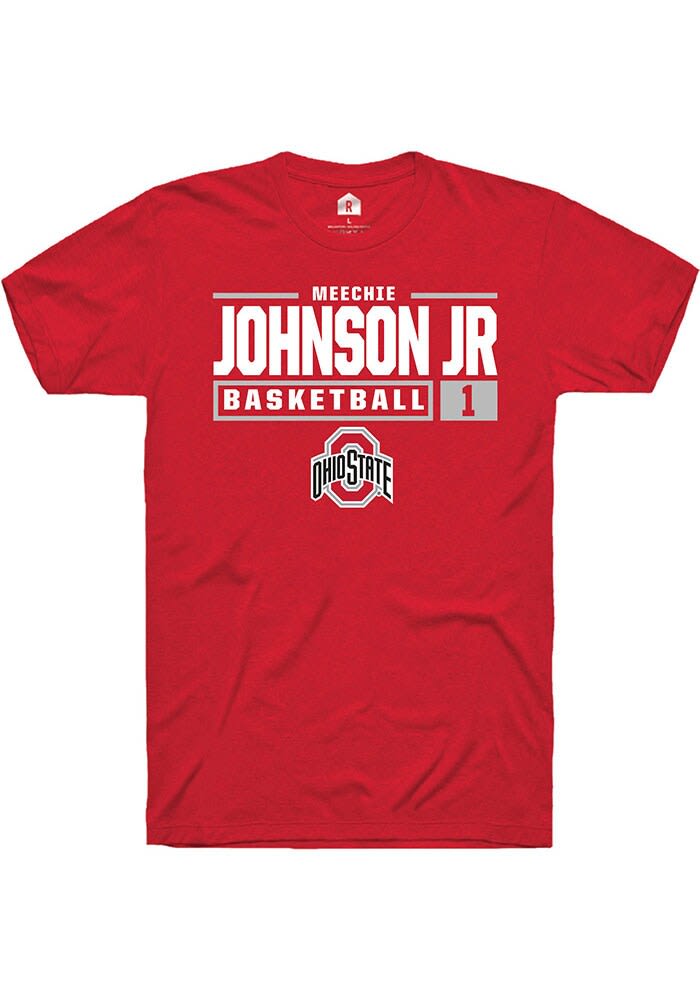 Meechie Johnson Jr. Ohio State Buckeyes Rally NIL Stacked Box Short Sleeve T Shirt