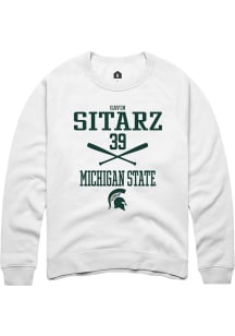 Gavin Sitarz Rally Mens White Michigan State Spartans NIL Sport Icon Crew Sweatshirt