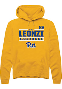 Gigi Leonzi  Rally Pitt Panthers Mens Gold NIL Stacked Box Long Sleeve Hoodie