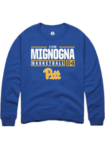 Liam Mignogna Rally Mens Blue Pitt Panthers NIL Stacked Box Crew Sweatshirt