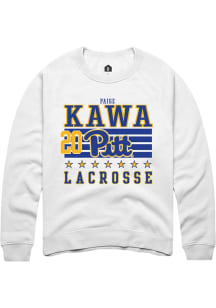 Paige Kawa Rally Mens White Pitt Panthers NIL Striped Crew Sweatshirt