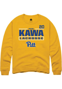 Paige Kawa Rally Mens Gold Pitt Panthers NIL Stacked Box Crew Sweatshirt