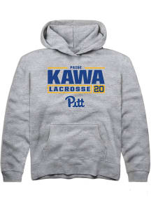 Paige Kawa Rally Youth Grey Pitt Panthers NIL Stacked Box Long Sleeve Hooded Sweatshirt