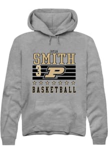 Jayla Smith Rally Mens Grey Purdue Boilermakers NIL Striped Hooded Sweatshirt