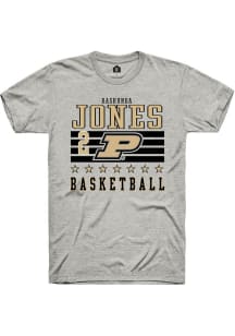 Rashunda Jones Ash Purdue Boilermakers NIL Striped Short Sleeve T Shirt