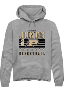 Rashunda Jones Rally Mens Grey Purdue Boilermakers NIL Striped Hooded Sweatshirt