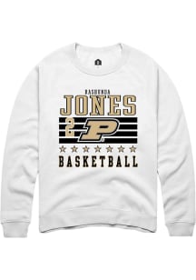 Rashunda Jones Rally Mens White Purdue Boilermakers NIL Striped Crew Sweatshirt