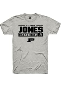 Rashunda Jones Ash Purdue Boilermakers NIL Stacked Box Short Sleeve T Shirt