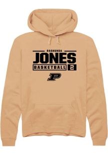 Rashunda Jones Rally Mens Gold Purdue Boilermakers NIL Stacked Box Hooded Sweatshirt